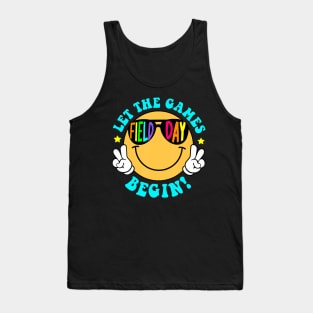 Let The Games Field Day Begin Smile Face Groovy Teacher Kids Tank Top